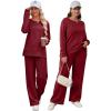 imageXIEERDUO Womens 2 Piece Lounge Sets Casual Fall Travel Outfits Fashion Wide Leg Tracksuit Cozy Sweatsuits S3XLG Wine Red