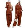 imageXIEERDUO Womens 2 Piece Lounge Sets Casual Fall Travel Outfits Fashion Wide Leg Tracksuit Cozy Sweatsuits S3XLH Caramel