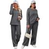 imageXIEERDUO Womens 2 Piece Lounge Sets Casual Fall Travel Outfits Fashion Wide Leg Tracksuit Cozy Sweatsuits S3XLJ Dark Grey