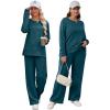 imageXIEERDUO Womens 2 Piece Lounge Sets Casual Fall Travel Outfits Fashion Wide Leg Tracksuit Cozy Sweatsuits S3XLL Teal