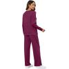 imageXIEERDUO Womens 2 Piece Lounge Sets Casual Fall Travel Outfits Fashion Wide Leg Tracksuit Cozy Sweatsuits S3XLM Dark Purple