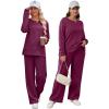 imageXIEERDUO Womens 2 Piece Lounge Sets Casual Fall Travel Outfits Fashion Wide Leg Tracksuit Cozy Sweatsuits S3XLM Dark Purple