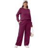 imageXIEERDUO Womens 2 Piece Lounge Sets Casual Fall Travel Outfits Fashion Wide Leg Tracksuit Cozy Sweatsuits S3XLM Dark Purple