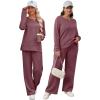 imageXIEERDUO Womens 2 Piece Lounge Sets Casual Fall Travel Outfits Fashion Wide Leg Tracksuit Cozy Sweatsuits S3XLN Coral