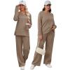 imageXIEERDUO Womens 2 Piece Lounge Sets Casual Fall Travel Outfits Fashion Wide Leg Tracksuit Cozy Sweatsuits S3XLO Coffee