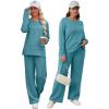imageXIEERDUO Womens 2 Piece Lounge Sets Casual Fall Travel Outfits Fashion Wide Leg Tracksuit Cozy Sweatsuits S3XLP Lake