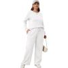 imageXIEERDUO Womens 2 Piece Lounge Sets Casual Fall Travel Outfits Fashion Wide Leg Tracksuit Cozy Sweatsuits S3XLQ White