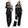 imageXIEERDUO Womens 2 Piece Lounge Sets Casual Fall Travel Outfits Fashion Wide Leg Tracksuit Cozy Sweatsuits S3XLZ Black White