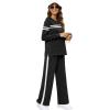 imageXIEERDUO Womens 2 Piece Lounge Sets Casual Fall Travel Outfits Fashion Wide Leg Tracksuit Cozy Sweatsuits S3XLZ Black White