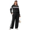 imageXIEERDUO Womens 2 Piece Lounge Sets Casual Fall Travel Outfits Fashion Wide Leg Tracksuit Cozy Sweatsuits S3XLZ Black White