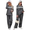 imageXIEERDUO Womens 2 Piece Lounge Sets Casual Fall Travel Outfits Fashion Wide Leg Tracksuit Cozy Sweatsuits S3XLZ Darkgray White