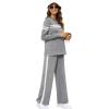 imageXIEERDUO Womens 2 Piece Lounge Sets Casual Fall Travel Outfits Fashion Wide Leg Tracksuit Cozy Sweatsuits S3XLZ Grey White