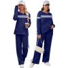 imageXIEERDUO Womens 2 Piece Lounge Sets Casual Fall Travel Outfits Fashion Wide Leg Tracksuit Cozy Sweatsuits S3XLZ Navy White