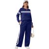 imageXIEERDUO Womens 2 Piece Lounge Sets Casual Fall Travel Outfits Fashion Wide Leg Tracksuit Cozy Sweatsuits S3XLZ Navy White