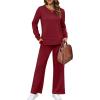 imageXIEERDUO Womens 2 Piece Lounge Sets Casual Fall Travel Outfits Fashion Wide Leg Tracksuit Cozy Sweatsuits S3XLG Wine Red