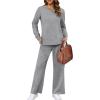 imageXIEERDUO Womens 2 Piece Lounge Sets Casual Fall Travel Outfits Fashion Wide Leg Tracksuit Cozy Sweatsuits S3XLI Grey
