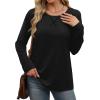 imageXIEERDUO Womens Long Sleeve Shirts Casual Fall Fashion Crewneck Tops Loose Fit LightweightBlack
