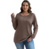 imageXIEERDUO Womens Long Sleeve Shirts Casual Fall Fashion Crewneck Tops Loose Fit LightweightCoffee
