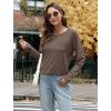 imageXIEERDUO Womens Long Sleeve Shirts Casual Fall Fashion Crewneck Tops Loose Fit LightweightCoffee