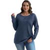 imageXIEERDUO Womens Long Sleeve Shirts Casual Fall Fashion Crewneck Tops Loose Fit LightweightDark Blue
