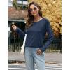 imageXIEERDUO Womens Long Sleeve Shirts Casual Fall Fashion Crewneck Tops Loose Fit LightweightDark Blue