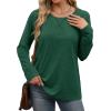 imageXIEERDUO Womens Long Sleeve Shirts Casual Fall Fashion Crewneck Tops Loose Fit LightweightDark Green