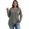 imageXIEERDUO Womens Long Sleeve Shirts Casual Fall Fashion Crewneck Tops Loose Fit LightweightGray