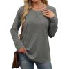 imageXIEERDUO Womens Long Sleeve Shirts Casual Fall Fashion Crewneck Tops Loose Fit LightweightGray