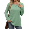 imageXIEERDUO Womens Long Sleeve Shirts Casual Fall Fashion Crewneck Tops Loose Fit LightweightLight Green