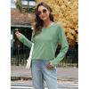 imageXIEERDUO Womens Long Sleeve Shirts Casual Fall Fashion Crewneck Tops Loose Fit LightweightLight Green