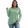 imageXIEERDUO Womens Long Sleeve Shirts Casual Fall Fashion Crewneck Tops Loose Fit LightweightLight Green