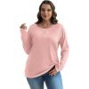 imageXIEERDUO Womens Long Sleeve Shirts Casual Fall Fashion Crewneck Tops Loose Fit LightweightPink