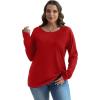 imageXIEERDUO Womens Long Sleeve Shirts Casual Fall Fashion Crewneck Tops Loose Fit LightweightRed