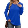imageXIEERDUO Womens Long Sleeve Shirts Casual Fall Fashion Crewneck Tops Loose Fit LightweightRoyal Blue