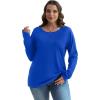 imageXIEERDUO Womens Long Sleeve Shirts Casual Fall Fashion Crewneck Tops Loose Fit LightweightRoyal Blue