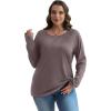 imageXIEERDUO Womens Long Sleeve Shirts Casual Fall Fashion Crewneck Tops Loose Fit LightweightTaupe
