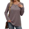 imageXIEERDUO Womens Long Sleeve Shirts Casual Fall Fashion Crewneck Tops Loose Fit LightweightTaupe