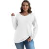 imageXIEERDUO Womens Long Sleeve Shirts Casual Fall Fashion Crewneck Tops Loose Fit LightweightWhite