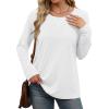 imageXIEERDUO Womens Long Sleeve Shirts Casual Fall Fashion Crewneck Tops Loose Fit LightweightWhite