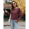 imageXIEERDUO Womens Long Sleeve Shirts Casual Fall Fashion Crewneck Tops Loose Fit LightweightWine Red