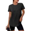 imageWomens Workout Tops Short Sleeve Shirts with Sun Protection Trendy Spring Summer Outfits S3XL02 Black