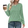 imageXIEERDUO Womens Long Sleeve Shirts Casual Fall Fashion Crewneck Tops Loose Fit LightweightLight Green