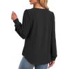 imageXIEERDUO Blouses for Women Dressy Casual Crew Neck Eyelet Tops Long Sleeve Shirts Puff Sleeve Tunics with Curved HemAblack