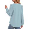 imageXIEERDUO Blouses for Women Dressy Casual Crew Neck Eyelet Tops Long Sleeve Shirts Puff Sleeve Tunics with Curved HemFlight Blue