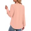 imageXIEERDUO Blouses for Women Dressy Casual Crew Neck Eyelet Tops Long Sleeve Shirts Puff Sleeve Tunics with Curved HemGlight Pink