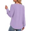 imageXIEERDUO Blouses for Women Dressy Casual Crew Neck Eyelet Tops Long Sleeve Shirts Puff Sleeve Tunics with Curved HemIpurple
