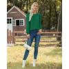 imageXIEERDUO Blouses for Women Dressy Casual Crew Neck Eyelet Tops Long Sleeve Shirts Puff Sleeve Tunics with Curved HemJgreen