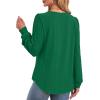 imageXIEERDUO Blouses for Women Dressy Casual Crew Neck Eyelet Tops Long Sleeve Shirts Puff Sleeve Tunics with Curved HemJgreen