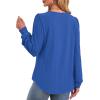 imageXIEERDUO Blouses for Women Dressy Casual Crew Neck Eyelet Tops Long Sleeve Shirts Puff Sleeve Tunics with Curved HemKroyal Blue