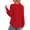 imageXIEERDUO Blouses for Women Dressy Casual Crew Neck Eyelet Tops Long Sleeve Shirts Puff Sleeve Tunics with Curved HemLred